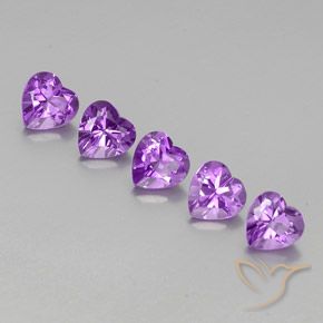 Gemas de Amatista Violeta púrpura medio natural de 3.50 ct, Corazón, VVS-VS