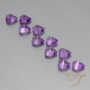 Gemas de Amatista Violeta púrpura oscuro medio natural de 7.39 ct, Corazón, VVS-VS