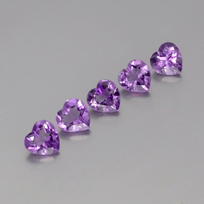 Gemas de Amatista Violeta púrpura intenso natural de 3.41 ct, Forma de corazón, VS