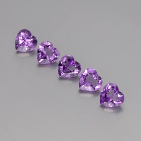 Gemas de Amatista Violeta púrpura intenso natural de 3.41 ct, Forma de corazón, VS