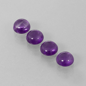 Gemas de Amatista Violeta medio natural de 7.11 ct, Corte Redondo, Transparente