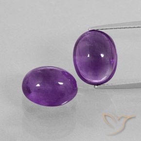 Gemas de Amatista Violeta medio natural de 8.82 ct, Ovalada, Transparente