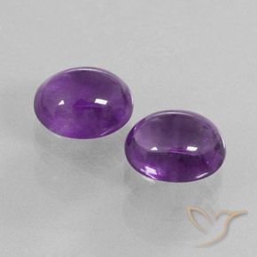 Gemas de Amatista Violeta medio natural de 8.82 ct, Ovalada, Transparente