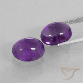 Gemas de Amatista Violeta medio natural de 8.82 ct, Ovalada, Transparente