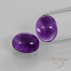 Gemas de Amatista Violeta medio natural de 7.89 ct, Ovalada, Transparente