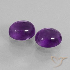 Gemas de Amatista Violeta medio natural de 7.89 ct, Ovalada, Transparente