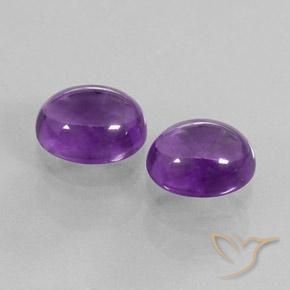 Gemas de Amatista Violeta medio natural de 7.61 ct, Ovalada, Transparente