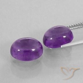 Gemas de Amatista Violeta medio natural de 7.61 ct, Ovalada, Transparente