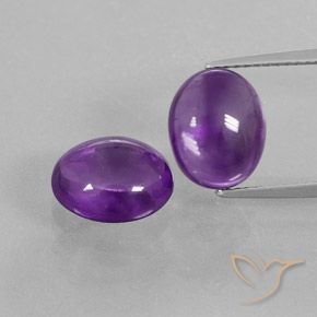 Gemas de Amatista Violeta medio natural de 7.54 ct, Ovalada, Transparente