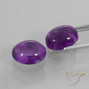 Gemas de Amatista Violeta medio natural de 7.54 ct, Ovalada, Transparente