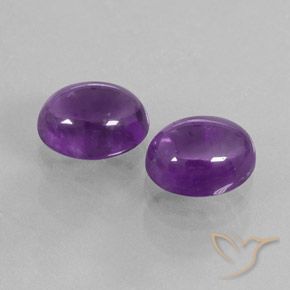 Gemas de Amatista Violeta medio natural de 7.44 ct, Ovalada, Transparente