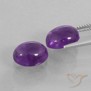 Gemas de Amatista Violeta medio natural de 7.44 ct, Ovalada, Transparente