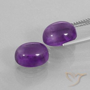 Gemas de Amatista Violeta medio natural de 8.10 ct, Ovalada, Transparente