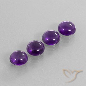 Gemas de Amatista Violeta medio natural de 7.27 ct, Corte Redondo, Transparente