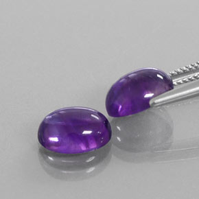Gemas de Amatista Violeta claro medio natural de 4.96 ct, Corte Óvalo, Transparente