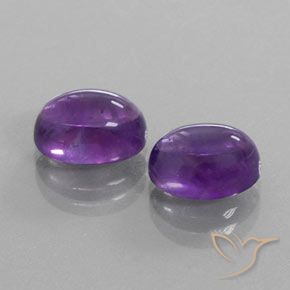 Gemas de Amatista Violeta claro medio natural de 6.37 ct, Ovalada, Transparente