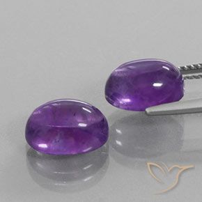 Gemas de Amatista Violeta claro medio natural de 6.37 ct, Ovalada, Transparente