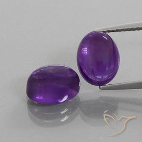 Gemas de Amatista Violeta medio natural de 6.76 ct, Ovalada, Transparente
