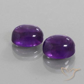 Gemas de Amatista Violeta medio natural de 6.76 ct, Ovalada, Transparente