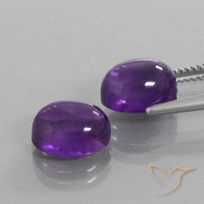 Gemas de Amatista Violeta medio natural de 6.76 ct, Ovalada, Transparente