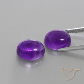 Gemas de Amatista Violeta oscuro natural de 6.14 ct, Ovalada, Transparente