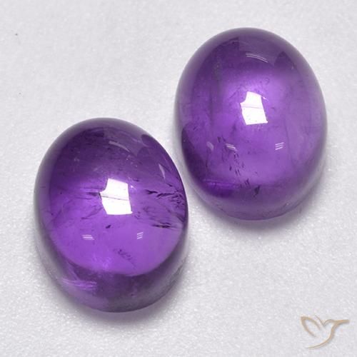 Gemas de Amatista Violeta oscuro natural de 7.26 ct, Ovalada, Transparente