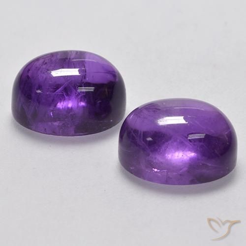 Gemas de Amatista Violeta oscuro natural de 7.26 ct, Ovalada, Transparente