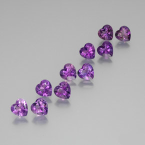 Gemas de amatista violeta rosado intenso natural de 7,29 ct, forma de corazón, VS