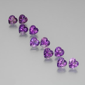 Gemas de amatista violeta rosado intenso natural de 7,29 ct, forma de corazón, VS