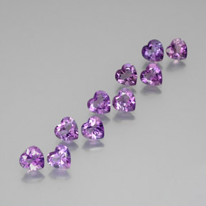 Gemas de amatista violeta rosado vívido natural de 6,81 ct, forma de corazón, VS