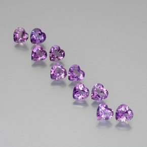 Gemas de amatista violeta rosado vívido natural de 6,81 ct, forma de corazón, VS