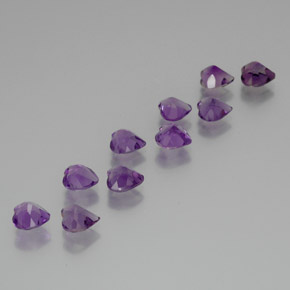 Gemas de Amatista Violeta púrpura oscuro medio natural de 6.39 ct, Forma de corazón, VS