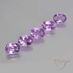 Gemas de Amatista Violeta rosáceo medio natural de 3.40 ct, Ovalada, VS