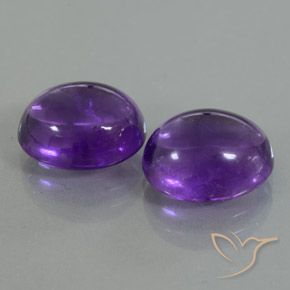 Gemas de Amatista Violeta medio natural de 8.09 ct, Ovalada, Transparente / Translúcido
