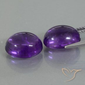 Gemas de Amatista Violeta medio natural de 8.09 ct, Ovalada, Transparente / Translúcido