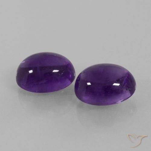 Gemas de Amatista Violeta medio natural de 6.18 ct, Ovalada, Transparente