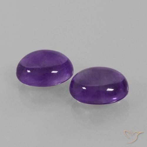 Gemas de Amatista Violeta medio natural de 5.49 ct, Ovalada, Transparente