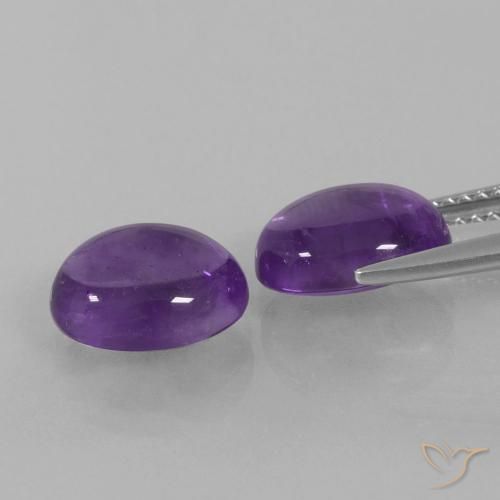 Gemas de Amatista Violeta medio natural de 5.49 ct, Ovalada, Transparente