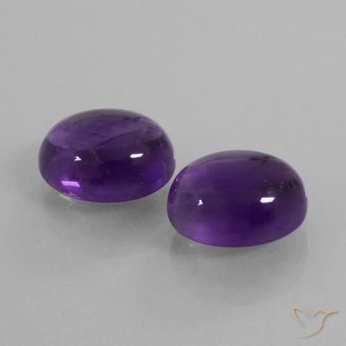 Gemas de Amatista Violeta medio natural de 8.43 ct, Ovalada, Transparente