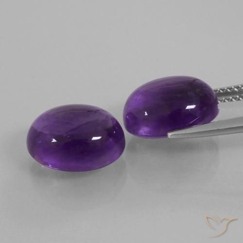 Gemas de Amatista Violeta medio natural de 8.43 ct, Ovalada, Transparente