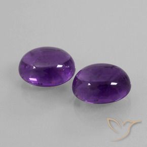 Gemas de Amatista Violeta medio natural de 8.12 ct, Ovalada, Transparente