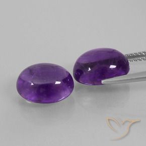 Gemas de Amatista Violeta medio natural de 8.12 ct, Ovalada, Transparente