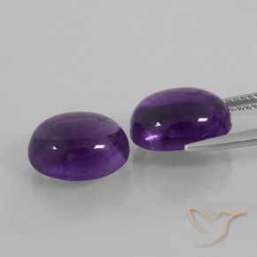 Gemas de Amatista Violeta medio natural de 8.17 ct, Ovalada, Transparente