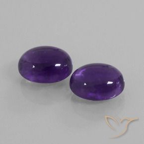 Gemas de Amatista Violeta medio natural de 6.90 ct, Ovalada, Transparente