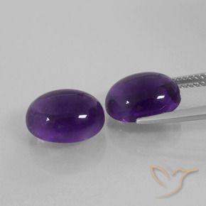 Gemas de Amatista Violeta medio natural de 6.90 ct, Ovalada, Transparente
