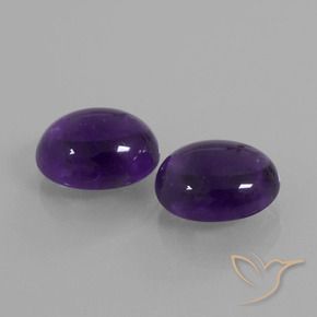 Gemas de Amatista Violeta medio natural de 7.27 ct, Ovalada, Transparente