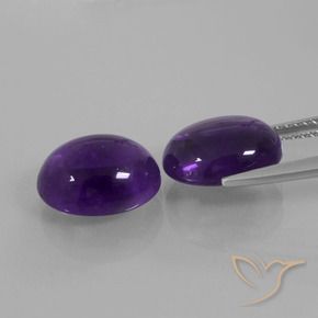 Gemas de Amatista Violeta medio natural de 7.27 ct, Ovalada, Transparente