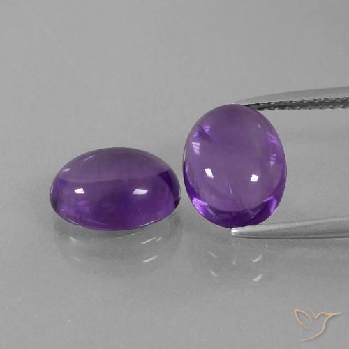 Gemas de amatista violeta claro medio natural de 4,92 ct, corte óvalo, transparente