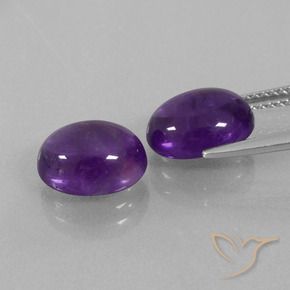 Gemas de Amatista Violeta claro medio natural de 5.62 ct, Ovalada, Transparente