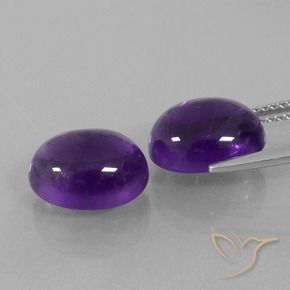 Gemas de Amatista Violeta medio natural de 8.09 ct, Ovalada, Transparente